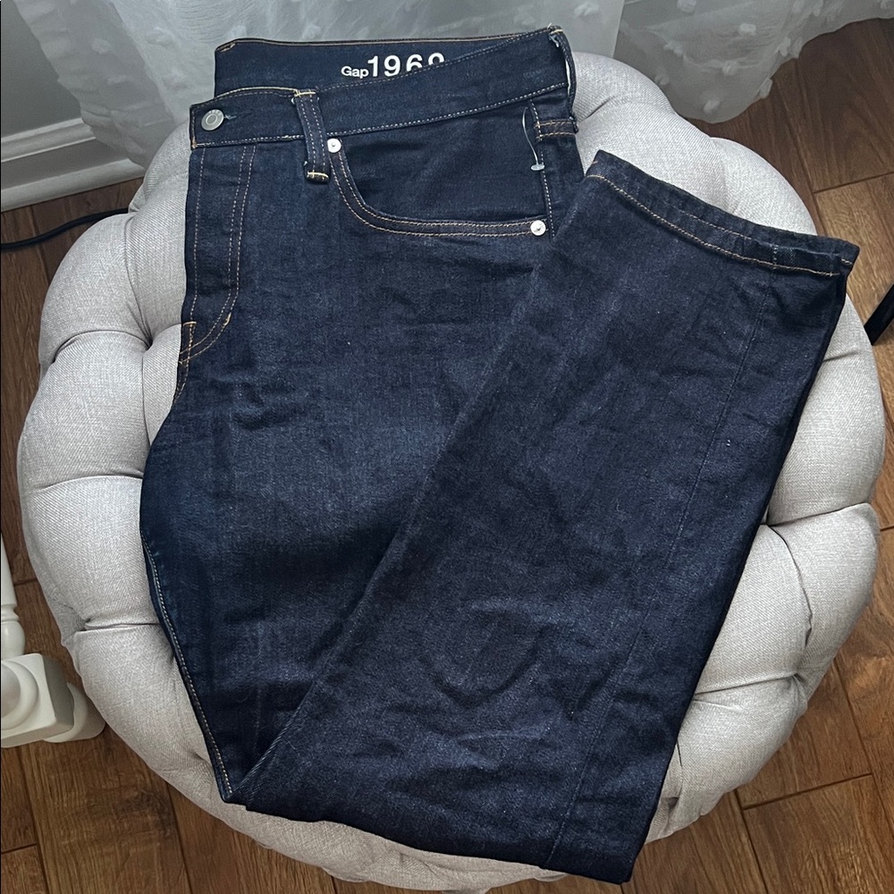 GAP Original Fit Straight Leg Jeans 32 Dark Blue Denim Stretch Classic